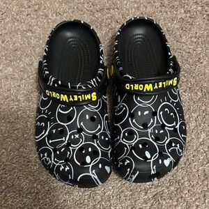 Smiley World Black and White Crocs